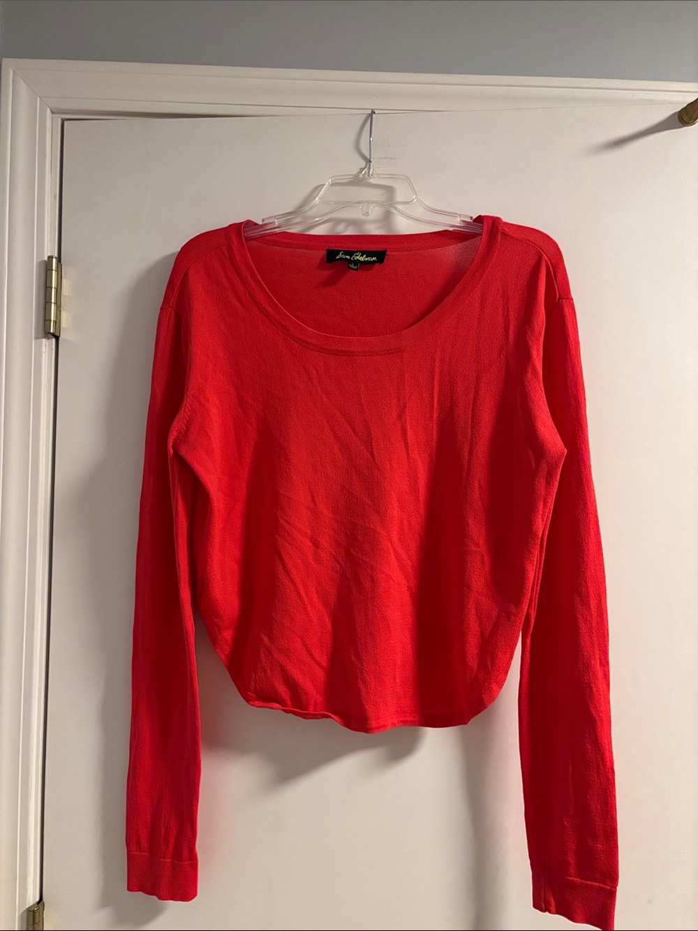 Sam Edelman Bright Red Long-Sleeve Scoop Neck Top